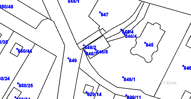 Parcela st. 846/8 v KÚ Rudolfov u Českých Budějovic, Katastrální mapa