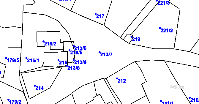 Parcela st. 213/7 v KÚ Rudolfov u Českých Budějovic, Katastrální mapa