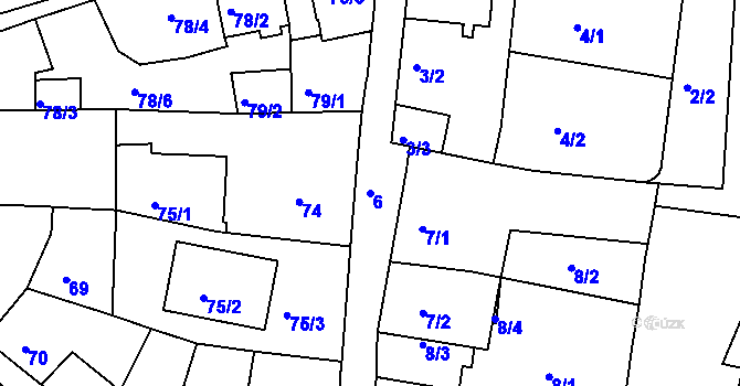Parcela st. 6 v KÚ Rudolfov u Českých Budějovic, Katastrální mapa