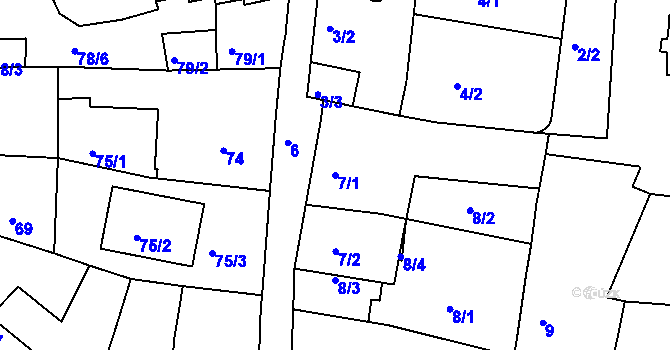Parcela st. 7/1 v KÚ Rudolfov u Českých Budějovic, Katastrální mapa