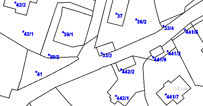 Parcela st. 33/2 v KÚ Rudolfov u Českých Budějovic, Katastrální mapa