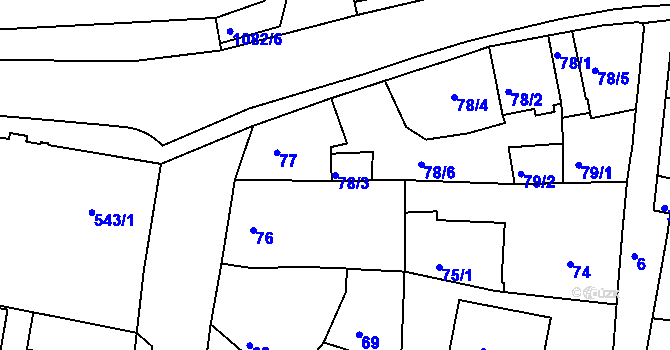 Parcela st. 78/3 v KÚ Rudolfov u Českých Budějovic, Katastrální mapa