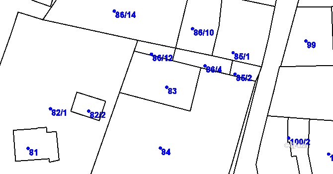 Parcela st. 83 v KÚ Rudolfov u Českých Budějovic, Katastrální mapa