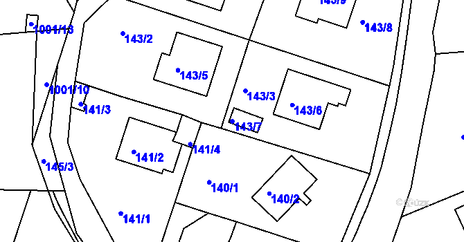 Parcela st. 143/7 v KÚ Rudolfov u Českých Budějovic, Katastrální mapa