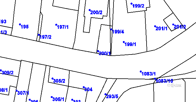 Parcela st. 200/1 v KÚ Rudolfov u Českých Budějovic, Katastrální mapa