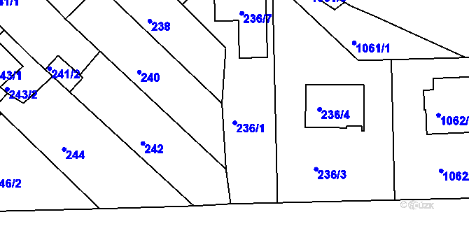 Parcela st. 236/1 v KÚ Rudolfov u Českých Budějovic, Katastrální mapa