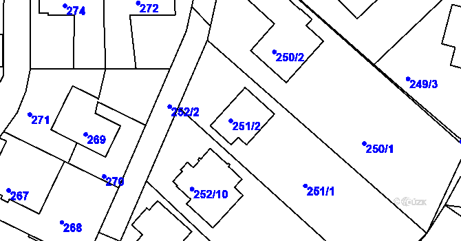Parcela st. 251/2 v KÚ Rudolfov u Českých Budějovic, Katastrální mapa