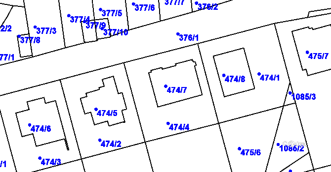 Parcela st. 474/7 v KÚ Rudolfov u Českých Budějovic, Katastrální mapa