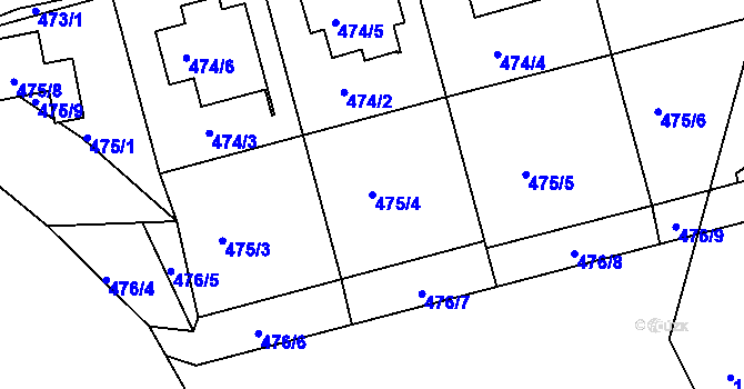 Parcela st. 475/4 v KÚ Rudolfov u Českých Budějovic, Katastrální mapa