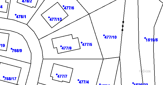 Parcela st. 477/5 v KÚ Rudolfov u Českých Budějovic, Katastrální mapa