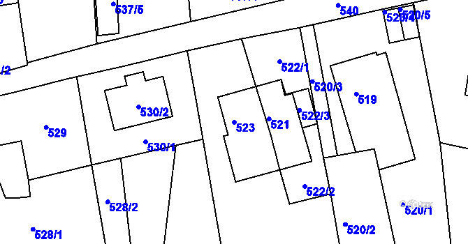 Parcela st. 523 v KÚ Rudolfov u Českých Budějovic, Katastrální mapa