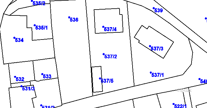 Parcela st. 537/2 v KÚ Rudolfov u Českých Budějovic, Katastrální mapa