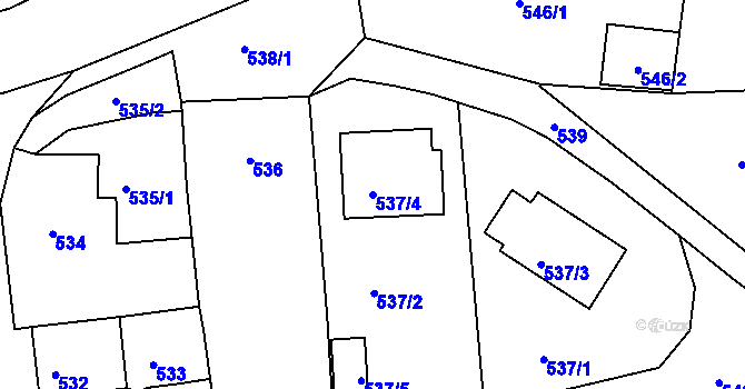 Parcela st. 537/4 v KÚ Rudolfov u Českých Budějovic, Katastrální mapa