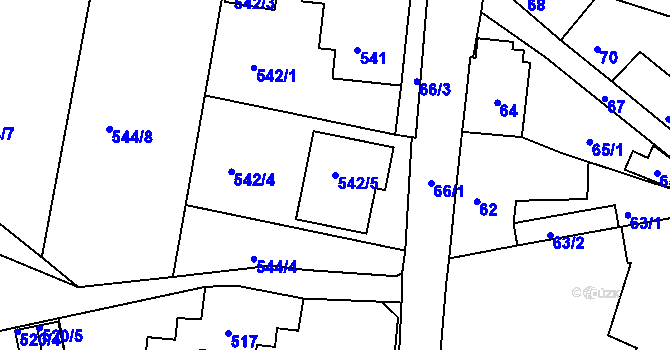 Parcela st. 542/5 v KÚ Rudolfov u Českých Budějovic, Katastrální mapa