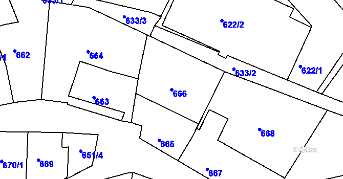 Parcela st. 666 v KÚ Rudolfov u Českých Budějovic, Katastrální mapa
