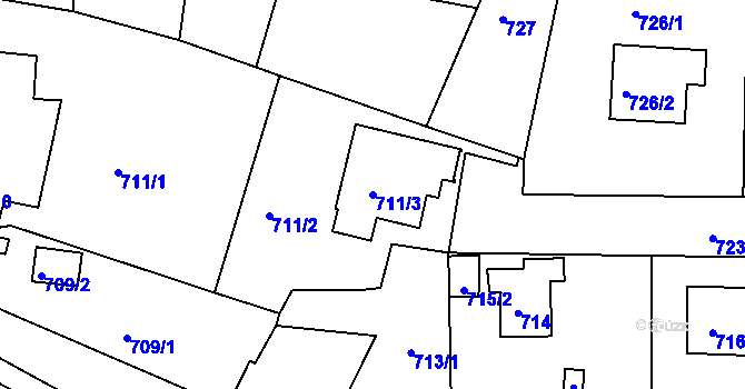 Parcela st. 711/3 v KÚ Rudolfov u Českých Budějovic, Katastrální mapa