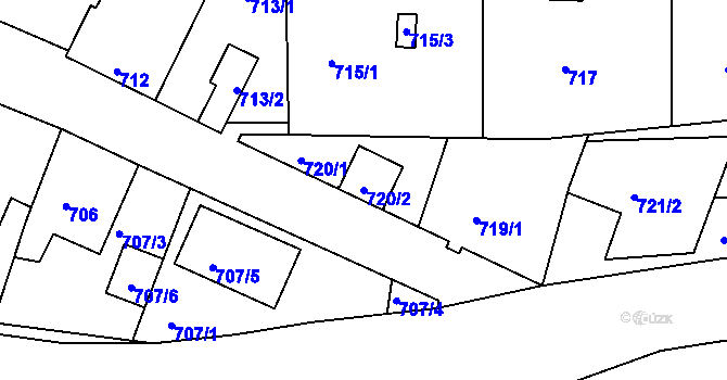 Parcela st. 720/2 v KÚ Rudolfov u Českých Budějovic, Katastrální mapa