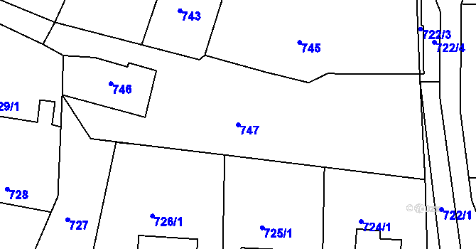 Parcela st. 747 v KÚ Rudolfov u Českých Budějovic, Katastrální mapa