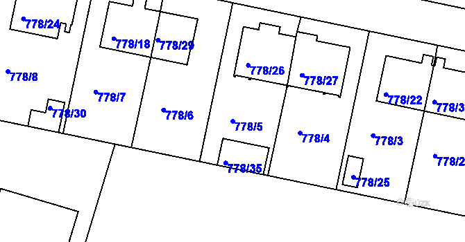 Parcela st. 778/5 v KÚ Rudolfov u Českých Budějovic, Katastrální mapa