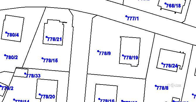 Parcela st. 778/9 v KÚ Rudolfov u Českých Budějovic, Katastrální mapa
