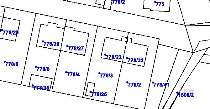 Parcela st. 778/22 v KÚ Rudolfov u Českých Budějovic, Katastrální mapa