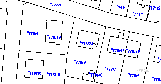 Parcela st. 778/24 v KÚ Rudolfov u Českých Budějovic, Katastrální mapa