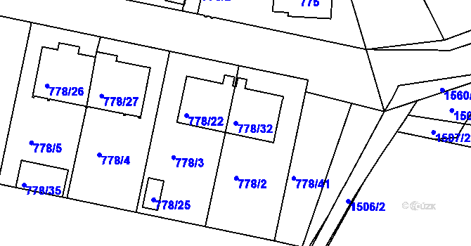 Parcela st. 778/32 v KÚ Rudolfov u Českých Budějovic, Katastrální mapa