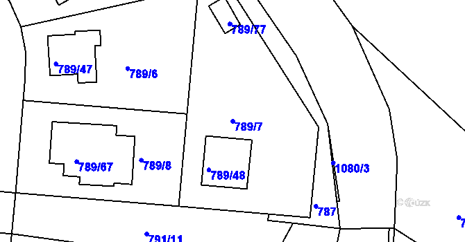 Parcela st. 789/7 v KÚ Rudolfov u Českých Budějovic, Katastrální mapa