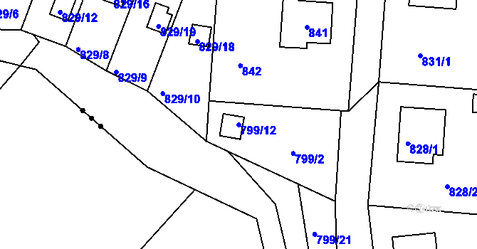 Parcela st. 799/12 v KÚ Rudolfov u Českých Budějovic, Katastrální mapa