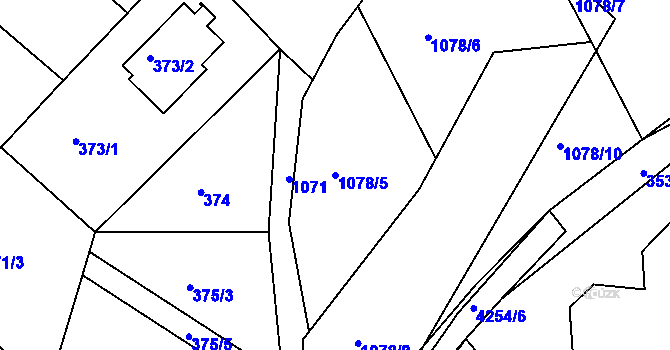 Parcela st. 1078/5 v KÚ Rudolfov u Českých Budějovic, Katastrální mapa