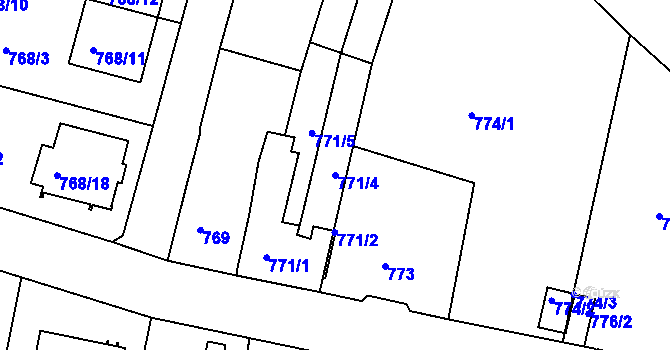 Parcela st. 771/4 v KÚ Rudolfov u Českých Budějovic, Katastrální mapa