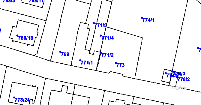 Parcela st. 771/2 v KÚ Rudolfov u Českých Budějovic, Katastrální mapa