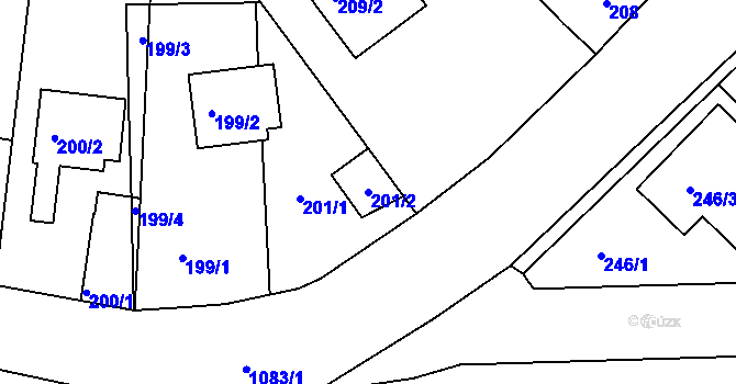 Parcela st. 201/2 v KÚ Rudolfov u Českých Budějovic, Katastrální mapa