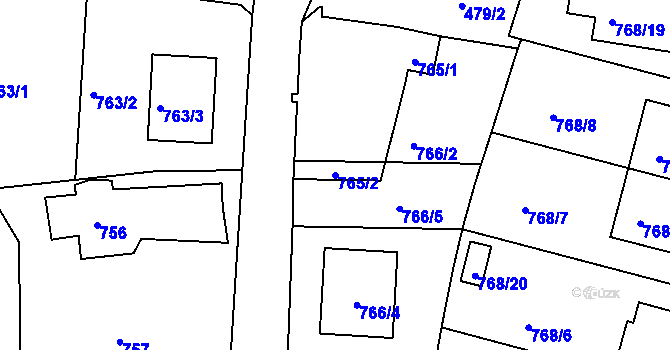 Parcela st. 765/2 v KÚ Rudolfov u Českých Budějovic, Katastrální mapa