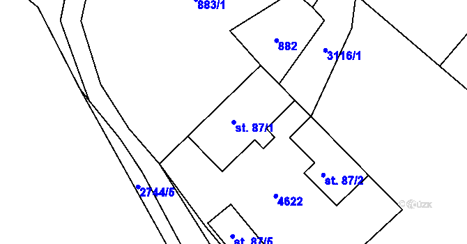 Parcela st. 87/1 v KÚ Rudoltice u Lanškrouna, Katastrální mapa