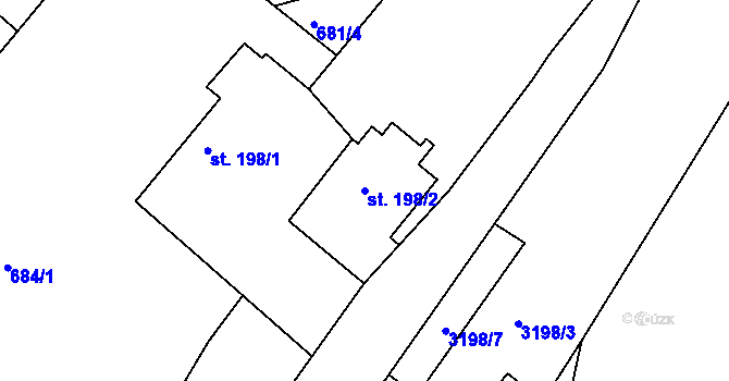 Parcela st. 198/2 v KÚ Rudoltice u Lanškrouna, Katastrální mapa