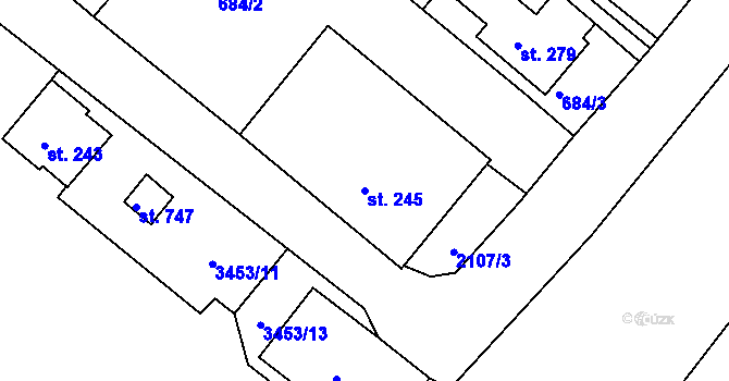 Parcela st. 245 v KÚ Rudoltice u Lanškrouna, Katastrální mapa