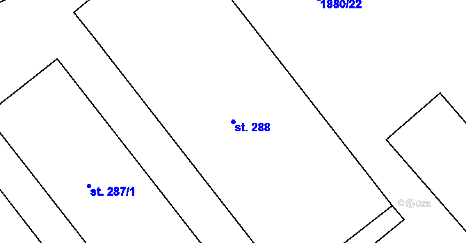 Parcela st. 288 v KÚ Rudoltice u Lanškrouna, Katastrální mapa