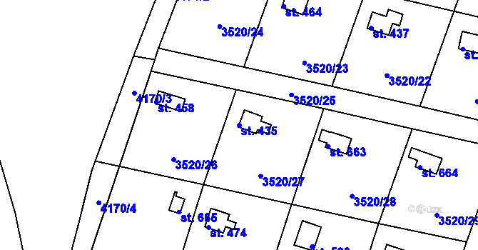 Parcela st. 435 v KÚ Rudoltice u Lanškrouna, Katastrální mapa