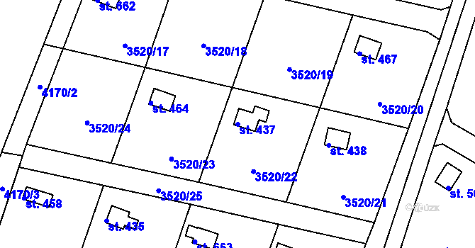 Parcela st. 437 v KÚ Rudoltice u Lanškrouna, Katastrální mapa
