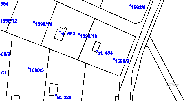 Parcela st. 484 v KÚ Rudoltice u Lanškrouna, Katastrální mapa