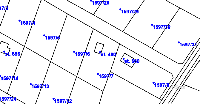 Parcela st. 490 v KÚ Rudoltice u Lanškrouna, Katastrální mapa