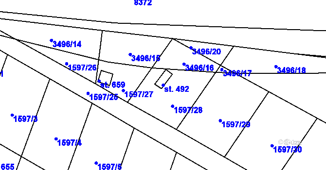 Parcela st. 492 v KÚ Rudoltice u Lanškrouna, Katastrální mapa
