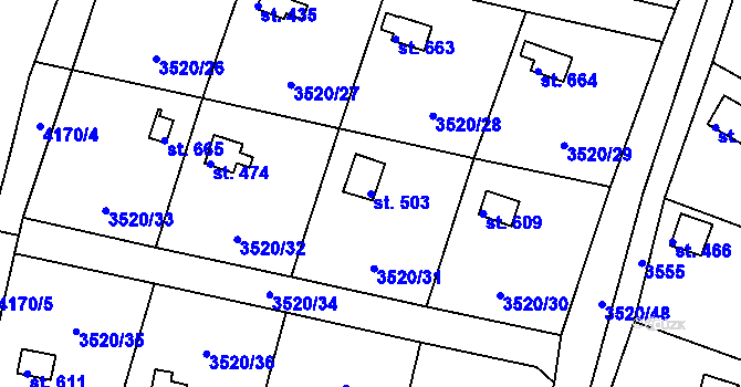 Parcela st. 503 v KÚ Rudoltice u Lanškrouna, Katastrální mapa