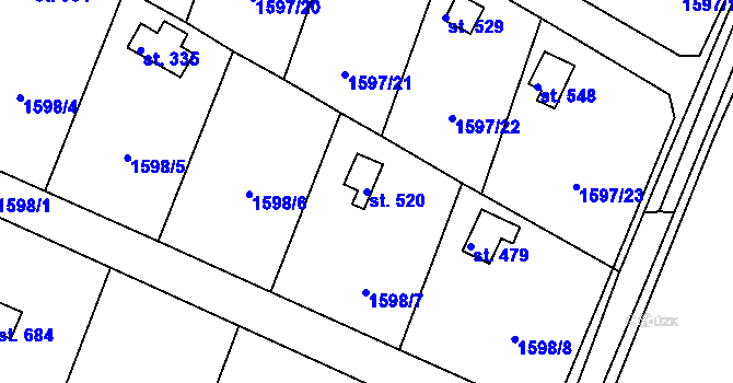 Parcela st. 520 v KÚ Rudoltice u Lanškrouna, Katastrální mapa