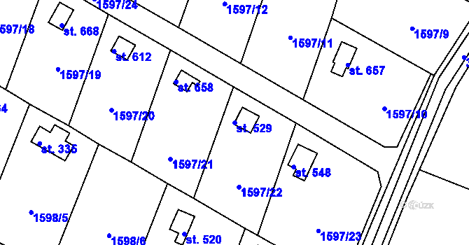 Parcela st. 529 v KÚ Rudoltice u Lanškrouna, Katastrální mapa