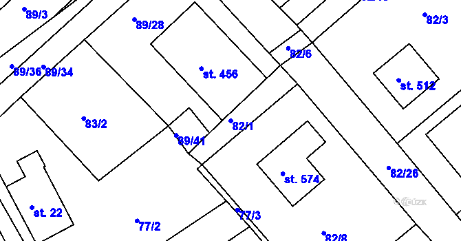 Parcela st. 82/1 v KÚ Rudoltice u Lanškrouna, Katastrální mapa