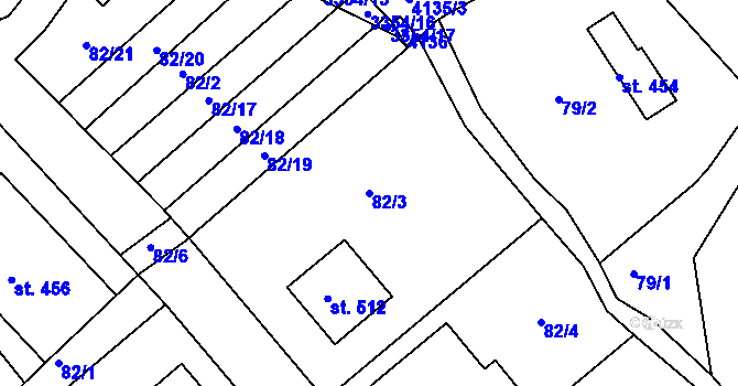 Parcela st. 82/3 v KÚ Rudoltice u Lanškrouna, Katastrální mapa