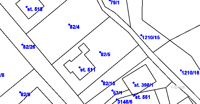 Parcela st. 82/5 v KÚ Rudoltice u Lanškrouna, Katastrální mapa