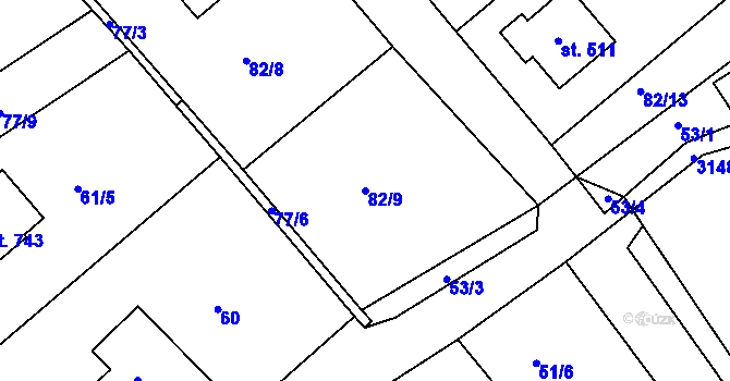 Parcela st. 82/9 v KÚ Rudoltice u Lanškrouna, Katastrální mapa